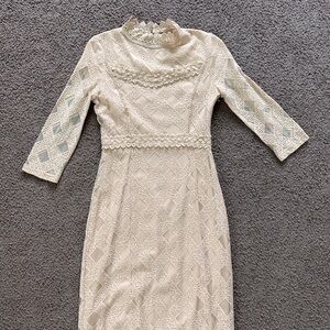 Polagram Cream Lace Midi Dress- Size Small